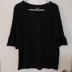Blair 3/4 Bell Sleeved Black Top NWOT